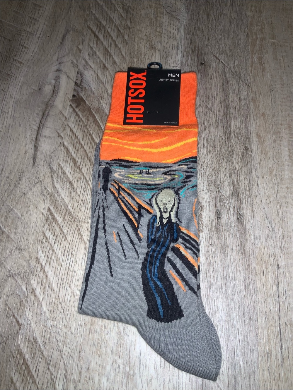 (Bin 5) HOTSOX, Men’s 'The Scream' Artist Series Crew Socks, Size OS